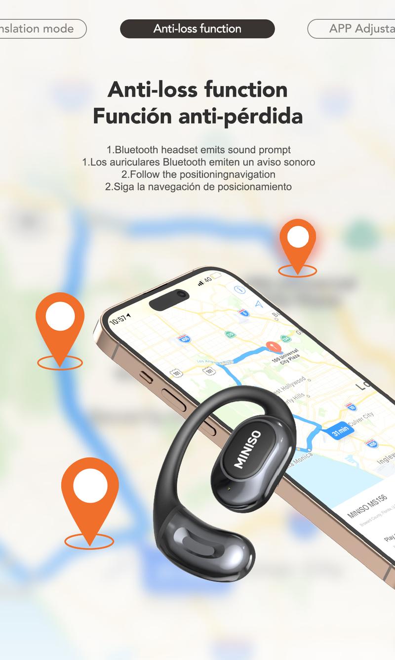 MINISO MS156 AI Headphones True Wireless OWS Earphones Bluetooth 5.4 134 Languages Translation Earbuds HiFi Sound Waterproof Open Ear Headsets with APP