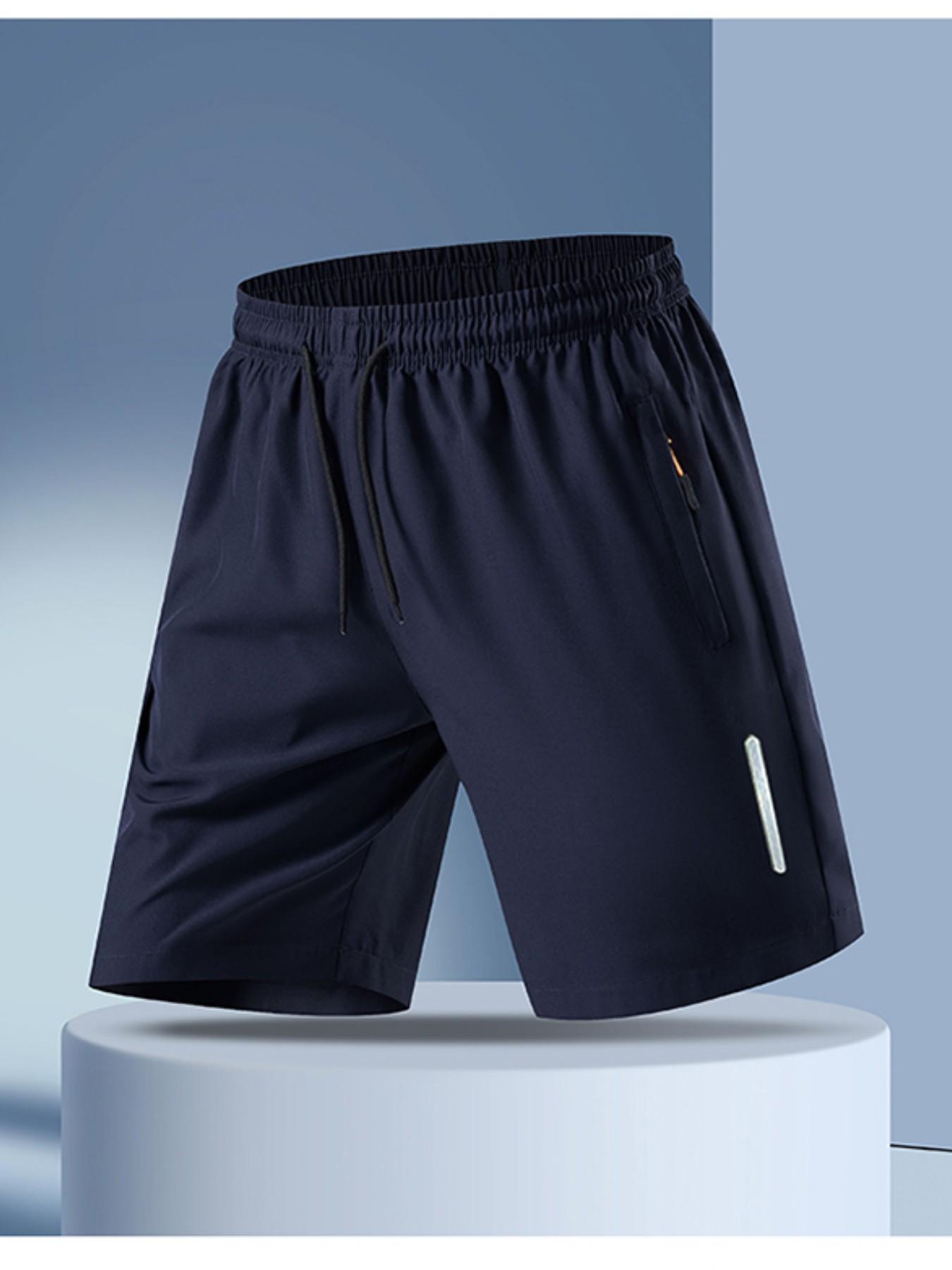 5-piece Men's Solid Drawstring Pocket Shorts, Casual Loose-Fitting Beach Vacation Wear, Breathable Summer Sports Pants, Daily Wear