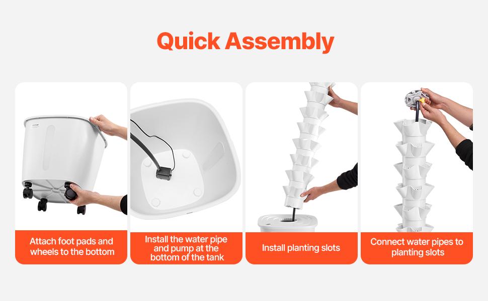 VEVOR Hydroponic Growing System, 50 Pods Vertical 10 Tiers Hydroponic Tower, Rolling Hydronic Garden with Water Pump Wheels, Indoor Plants Germination Kit for Herbs Fruits Vegetables