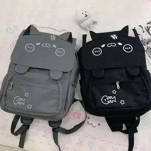 Cute Kitten Backpack Harajuku Kawaii Fish Cat Print Student School Bag Men Women Cartoon Popular Large Capacity Travel Backpack