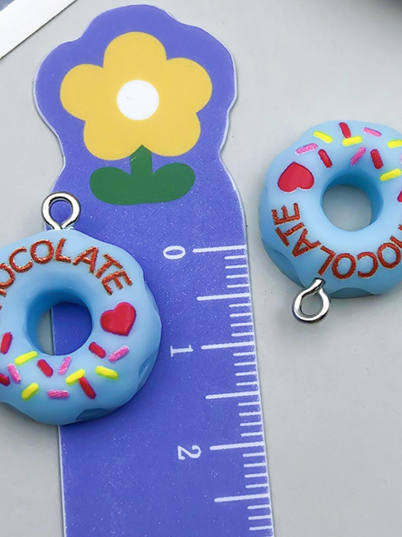 5 Piece Resin Donut Pendants DIY Craft Accessories, Multicolor Earrings Necklace Bracelet Keychain Jewelry Set, All Seasons