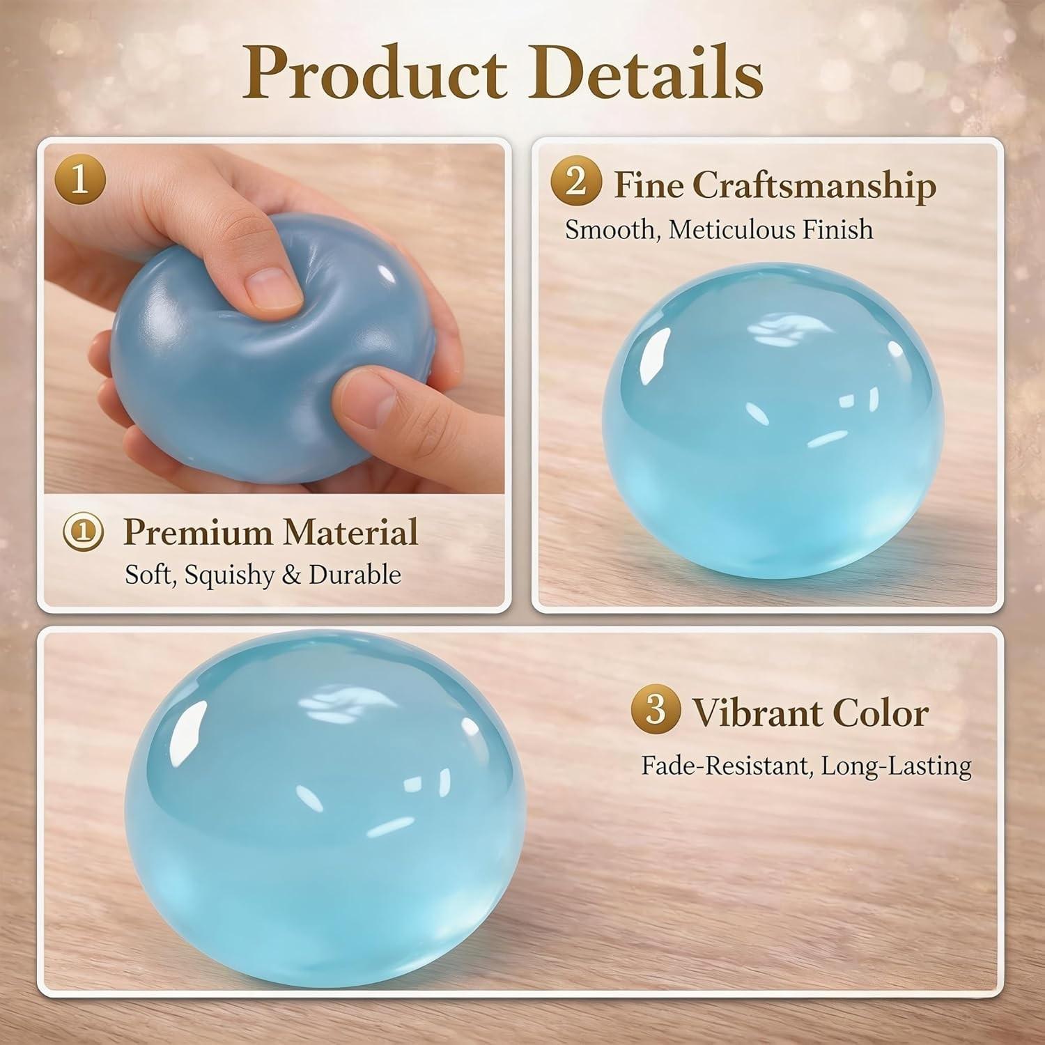 2/4 PCS Coconut Oil Stress Ball Squishy, Slow Rising, Odorless, Non-Sticky, Easy to Clean,  Improving Focus, Or Easing Tension During Study, Work, Or Relaxation, Handmade Malleable Clear Jelly Bubblegum Texture Coconut Oil Squishy Toy
