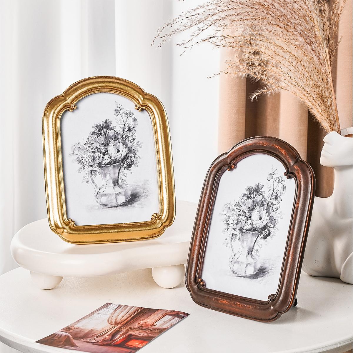 Resin Material Silver Color Border Curved Door Decorative Frame, Multi-Color Options, Simple Home Desktop Decoration