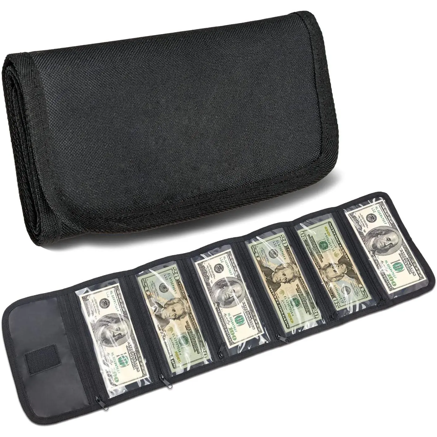 Money Organizer with Zipper,Cash Envelopes Budget Binder | 6 Zipper Pockets Cash Bag Budget Binder for Holiday Shopping & Travel, Money Saving Binder for Receipts, Tips & Gifts
