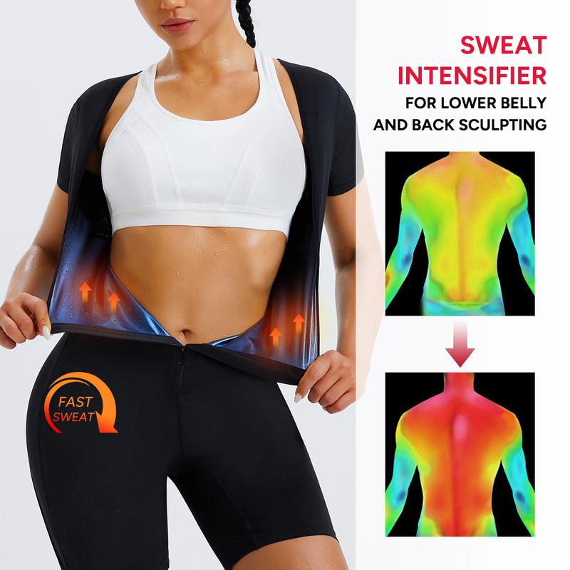 Nebility Sauna Suit for Women Sweat Vest Waist Trainer 3 in 1 Full Body Shaper Workout Jumpsuit Sauna Wear Sports Slim Fit Athletic Training Apparel Gym Clothes Sauna Suit Set Gym Top Sports Slim Fit