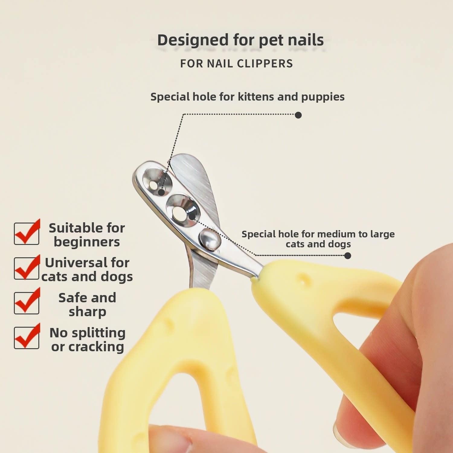 Cheese Cat Dual-Hole Small Blind Clipper, Pet Cat Kitty Scissors, Cat Claw File, Essential Grooming Tool for Cats, Easy-To-Use Design, Grooming Supplies