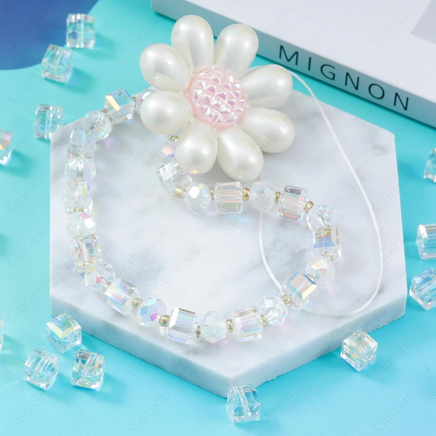 20pcs Cube Beads, Square Glass Beads, DIY Bracelet Necklace Earring Accessories, Perfect Gift, Party Decorative Beads
