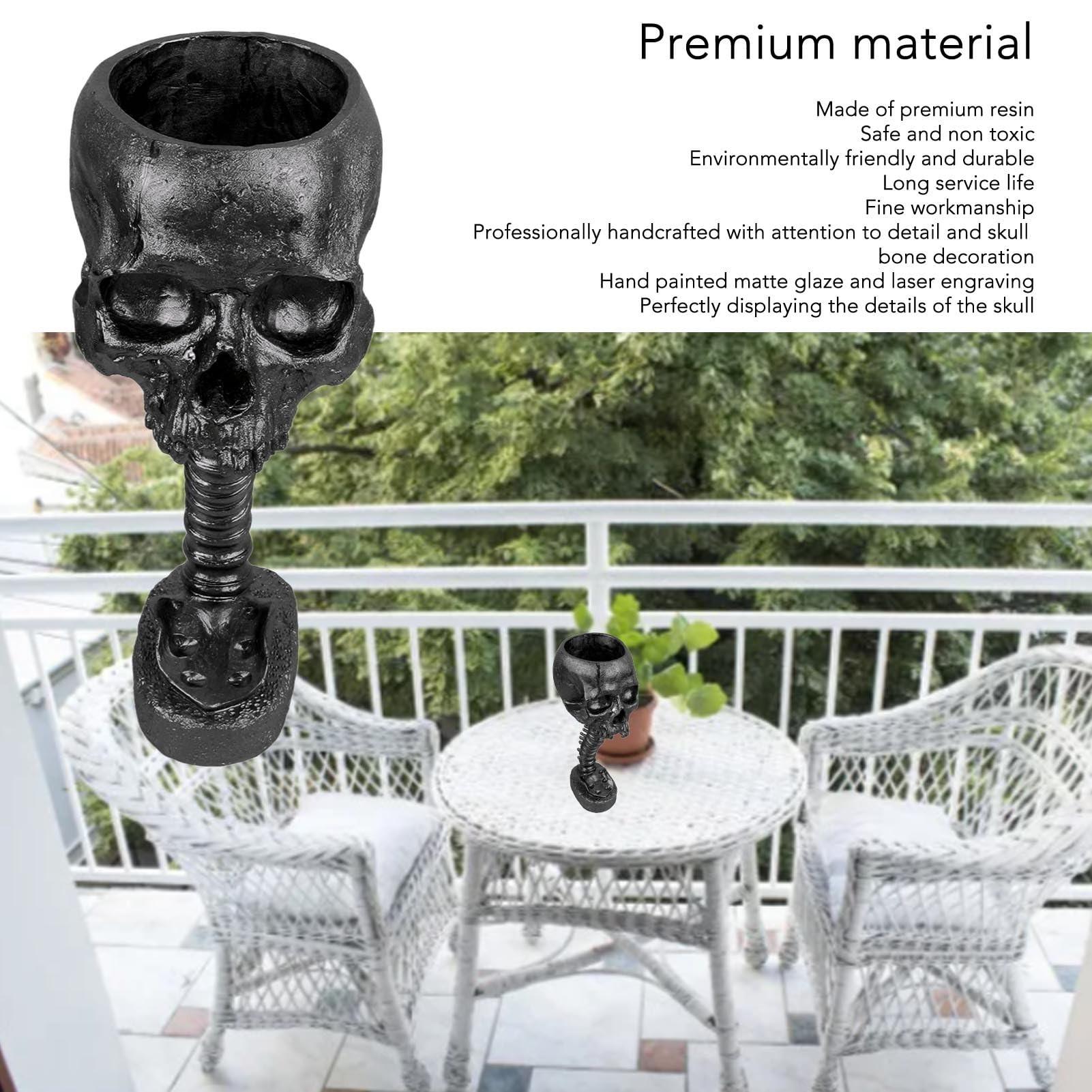 Gothic Spine Skull Planter, Halloween Garden Decor, Resin Craft Ornament, Handmade Gothic Flower Pot, Unique Outdoor Decoration