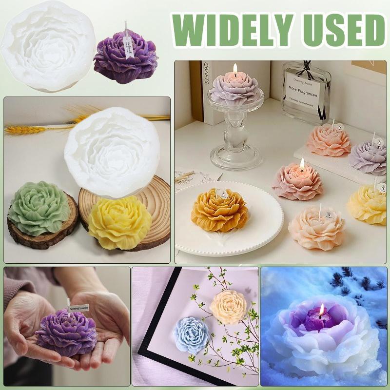 Resin Mold 4Pcs 3D Layered Peony Silicone Mold Set, for DIY Candle Making & Home Decor, Ideal for Christmas, Valentine's Day, Mother's Day & Housewarming, Craft