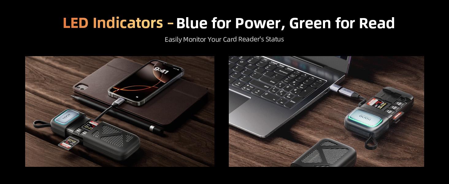 llano 2-in-1 High-Speed SD/Micro SD Card Reader Adapter(UHS-II Supported),Holder Case, Built-in Slot Storage, Compatible with iPhone, Android, PC, MacBook, Laptop, Dual Slot, USB Type-C 3.2 Gen1