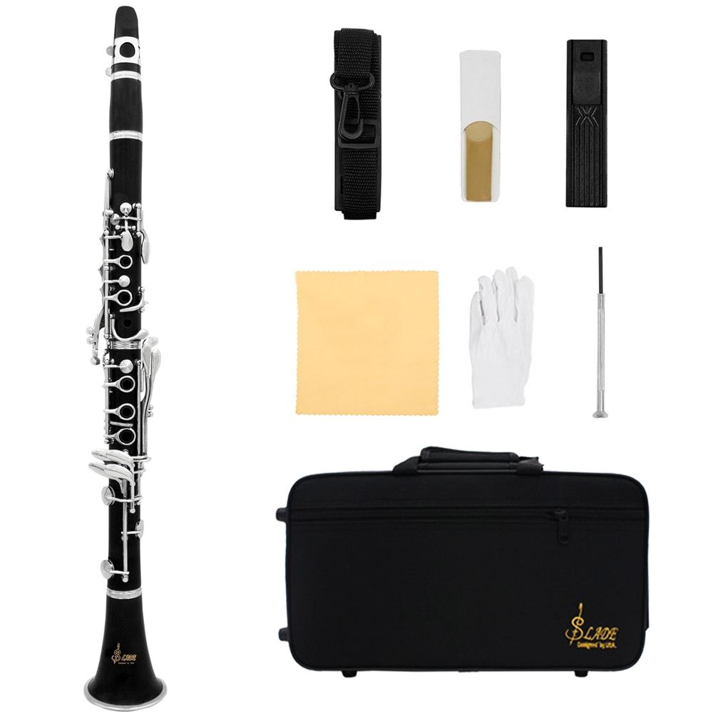 Bb Clarinet, 17 Nickel Keys Bb Clarinet, Woodwind Instrument for Students, Musical Instrument for Beginners, Music Accessories