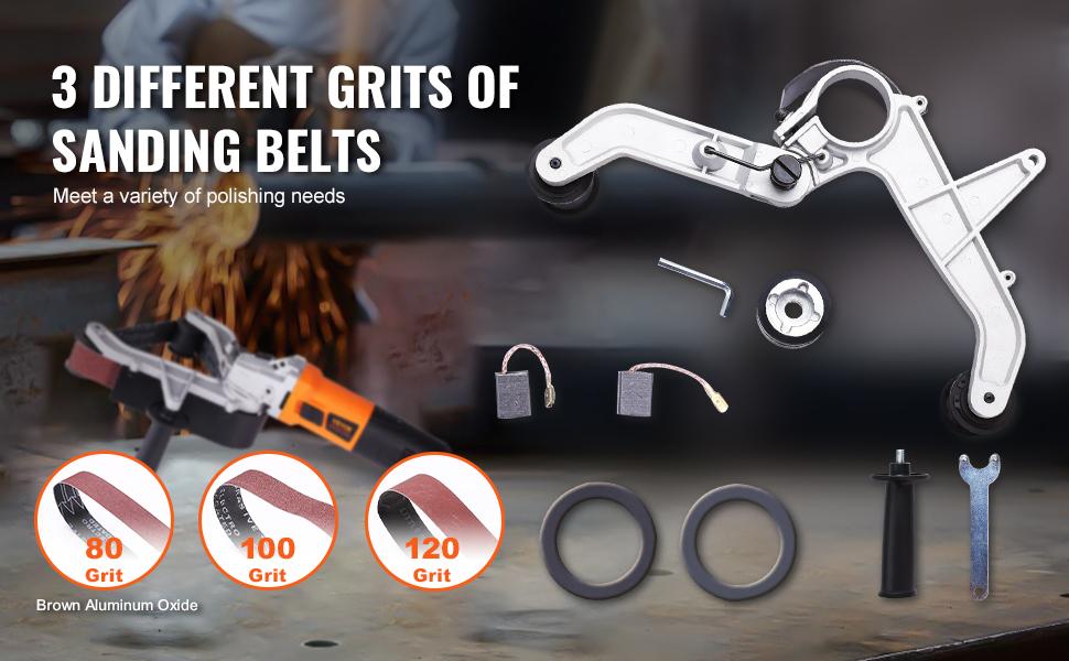 VEVOR Pipe Tube Polisher Sander, 1000W Pipe Belt Sander with 6 Variable Speeds 1100-3200rpm, Professional Belt Sander Grinding Machine with 3PCS Sanding Belts for Burnishing Finishing Rust Removal