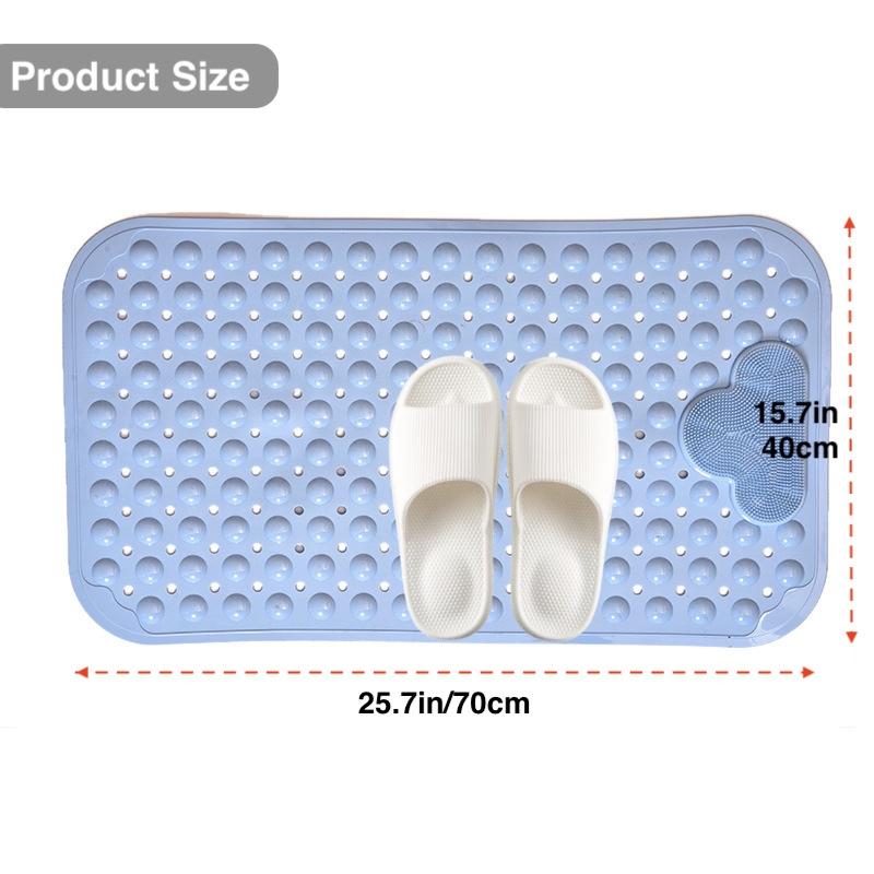 Cloud Pattern Bath Mat, Bathroom Floor Mat, 1 Count Non-slip Bathroom Massage Mat with Suction Cup, Round Hole Design Quick Drain Mat for Shower Room