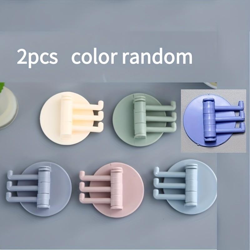 2-Pack Multi-Functional No-Drill Bathroom Wall Mount Hooks, Rotating Hook, Adhesive Hook, Home Storage Hook, J-Type Hook, No-Drill Hook
