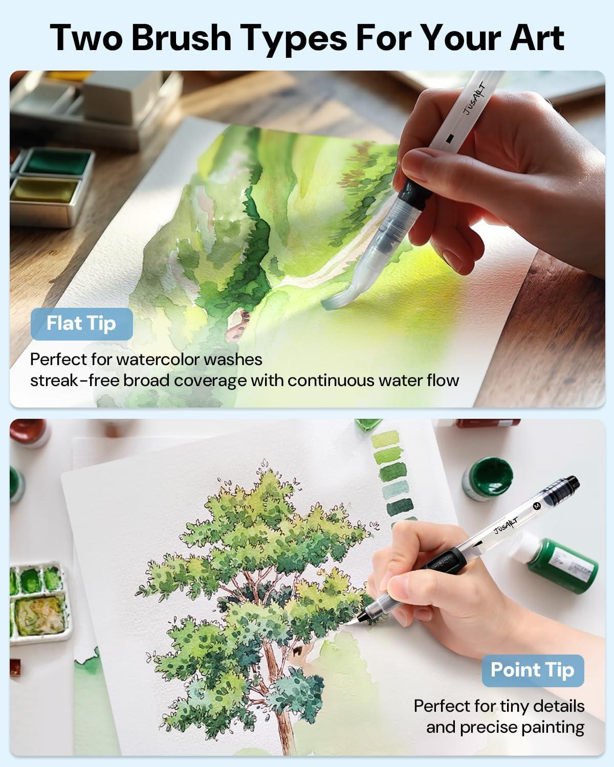 [JusArt] Water Brush Pens & Acrylic Paint Markers Set, Art Supplies Set, Drawing & Painting Supplies, Paintbrushes