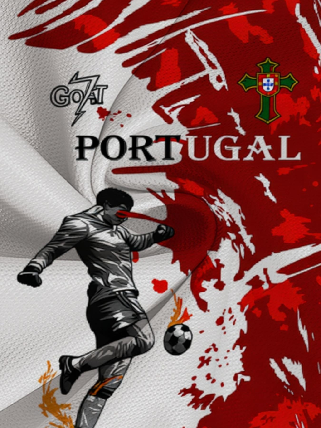Portugal Football Theme Men's Short Sleeve T-Shirt, Men's Trendy Printed Sports Top, Red and White Color Casual Wear