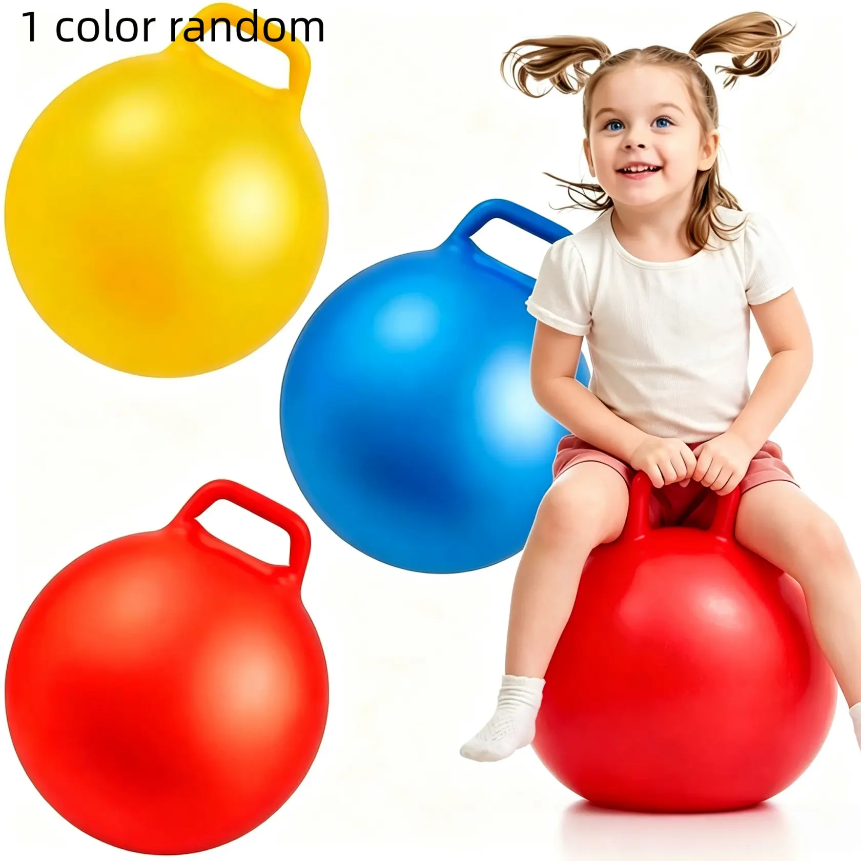22-Inch Bounce Ball with Handle, Large Jumping Ball for Kids Ages 3-6, Birthday Gift, Christmas, Halloween, Easter, Random Color