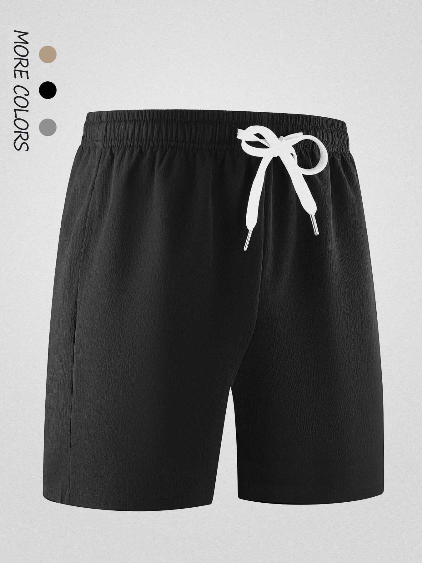 Summer Breathable Lightweight Comfort Solid Color Daily Wear Shorts, Outdoor Sports Running Exercise Thin Airy Five-Quarter Pants, Men's Beach Volleyball Vacation Shorts