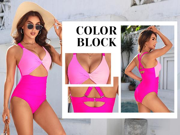 Tempt Me Women's One Piece Swimsuit - Cutout Tummy Control Bathing Suit V Neck Twist Front Swimwear 2025