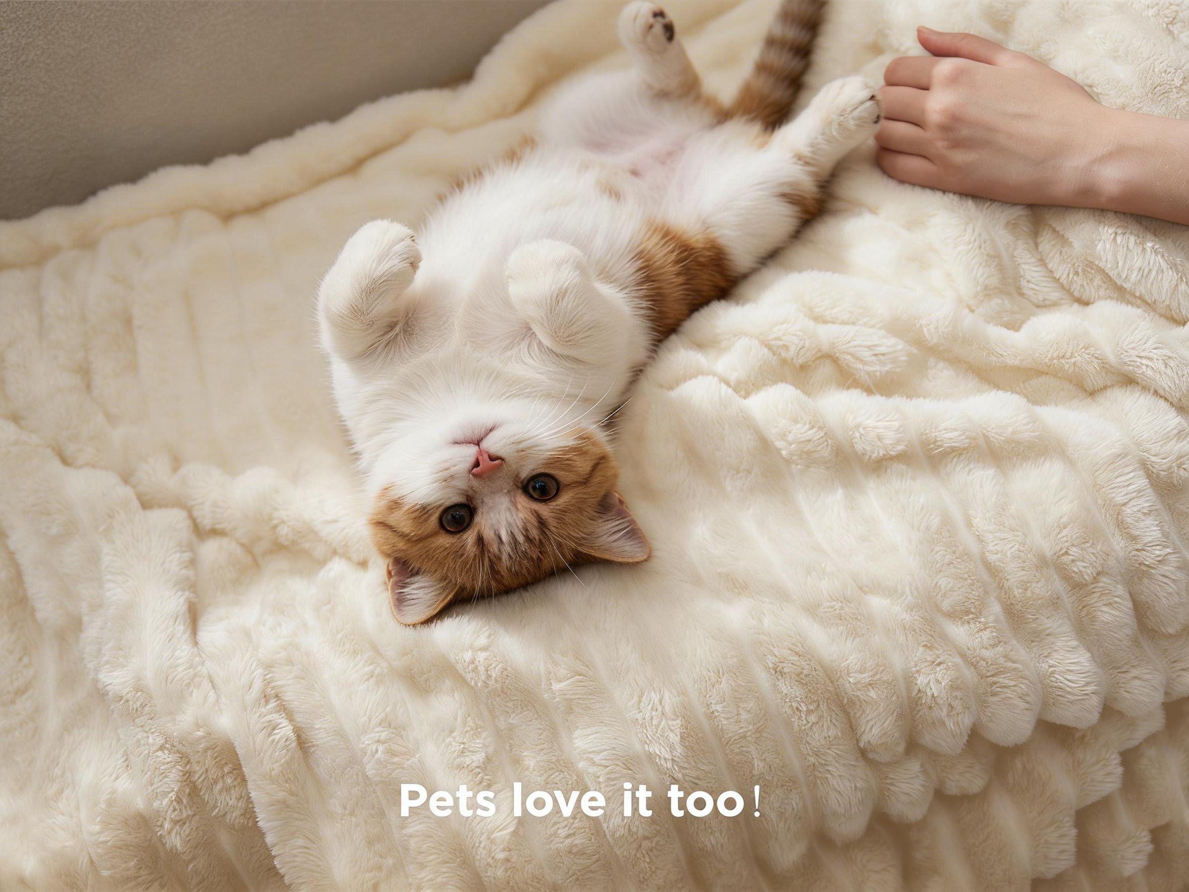 Raybee Cozy Soft Blankets - Faux Rabbit Fur Striped Throw Blanket for Couch, Travel,Office,Courtyard,Home Bedroom Decor Plush Outdoorfun,Flannel Throw Blanket,Perfect Gift Ideal