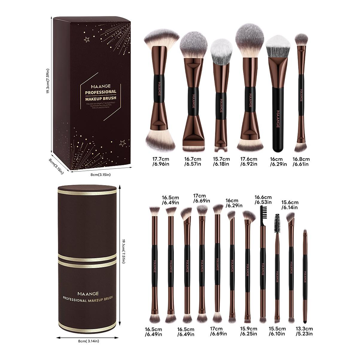 Maange 18-Piece Makeup Tool Set, Includes 17 Brushes + Brush Holder, Foundation Brush, Blush Brush, Powder Brush, Highlighter Brush, Eyeshadow Brush, Mascara Brush