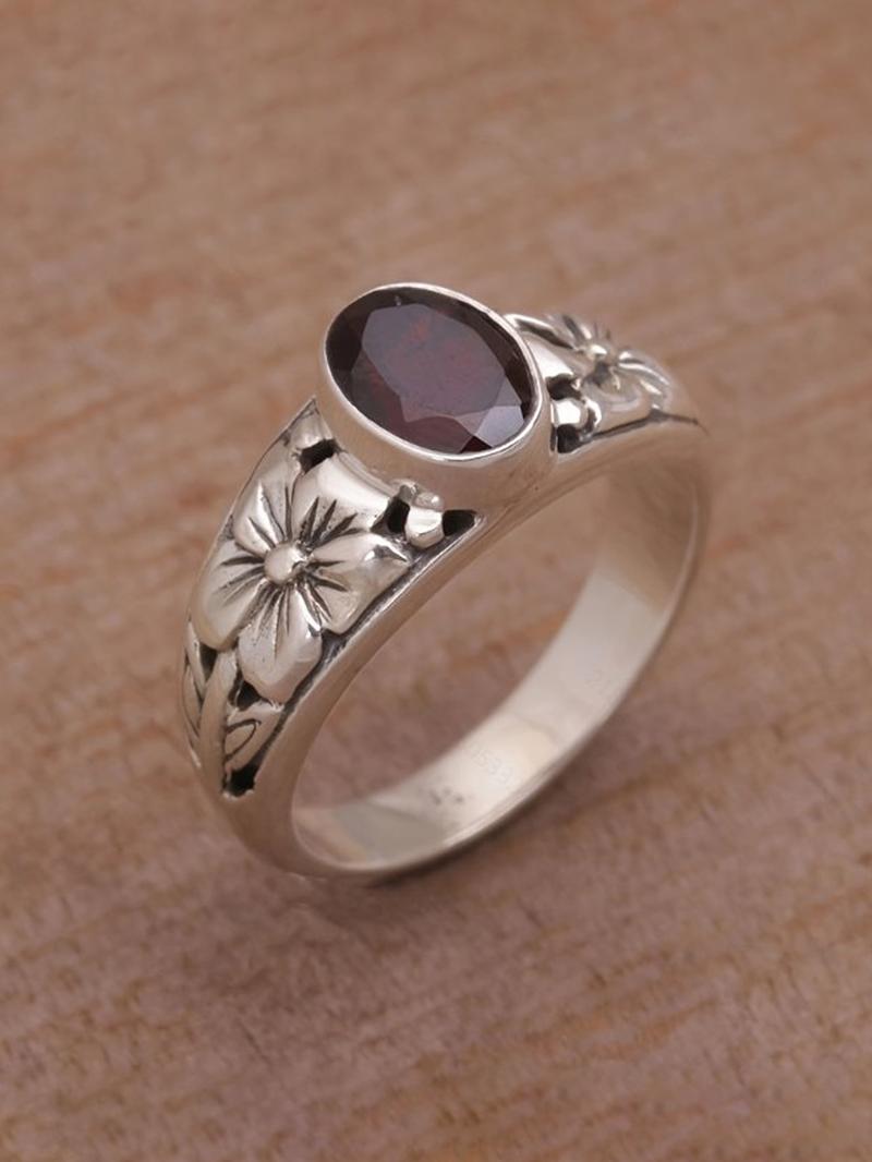 Bohemian Ethnic Carved Zircon Ring, Vintage Aged Look, Elegant Party Holiday Design, Versatile Women's Jewelry