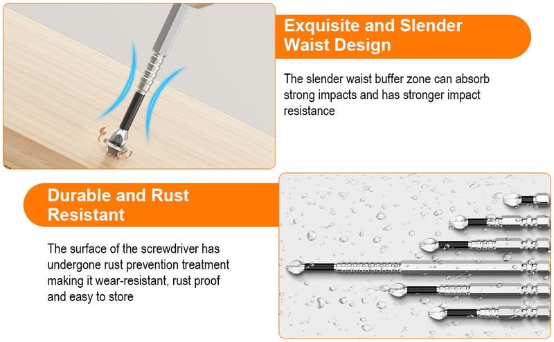 ADESKE Magnetic Screwdriver Bit Set – 9PCS Electric Drill Bits for Repair Use (25–150mm)