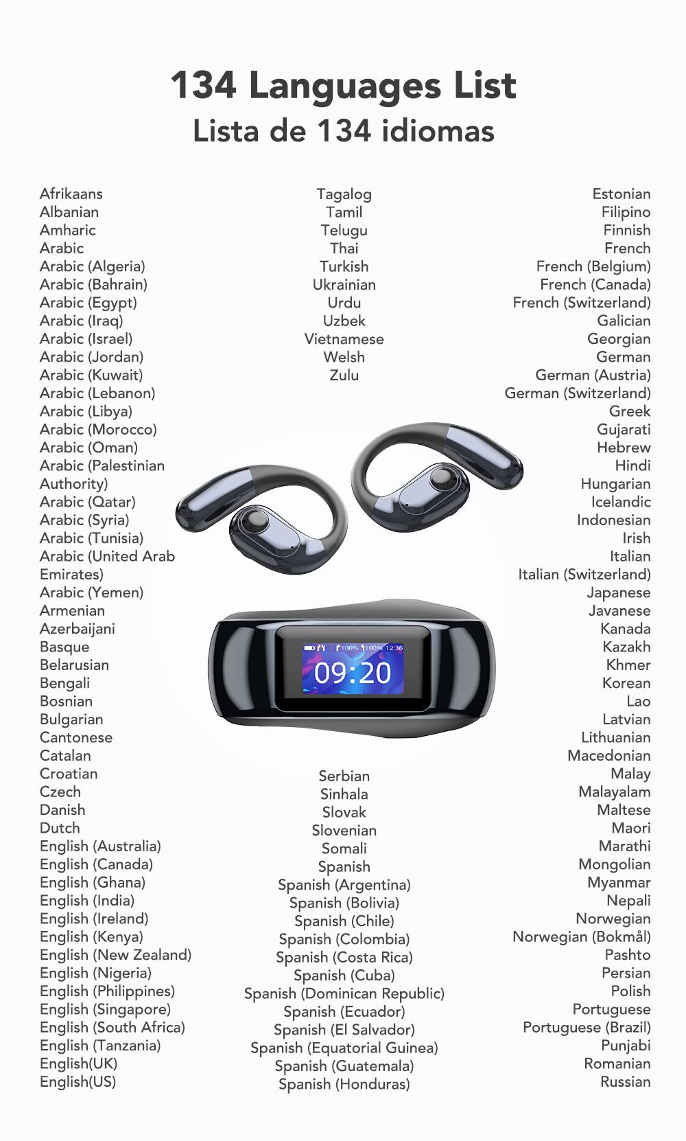 MINISO MS193 AI Translation Earbuds Open Ear Wireless Headphones 134 Languages Translatable Bluetooth Smart Earphones with APP LCD Screen Display Charging Case