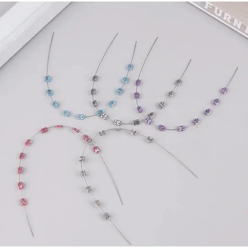 1 Pair Fashion Braces Colorful Temporary Tooth Decoration with Metal Wires Metal Bracket Orthodontic Ligature Ties High Quality 1 Pair Fashion Braces Colorful Temporary Tooth Decoration with Metal Wires Metal Bracket Orthodontic Ligature Ties High Quality