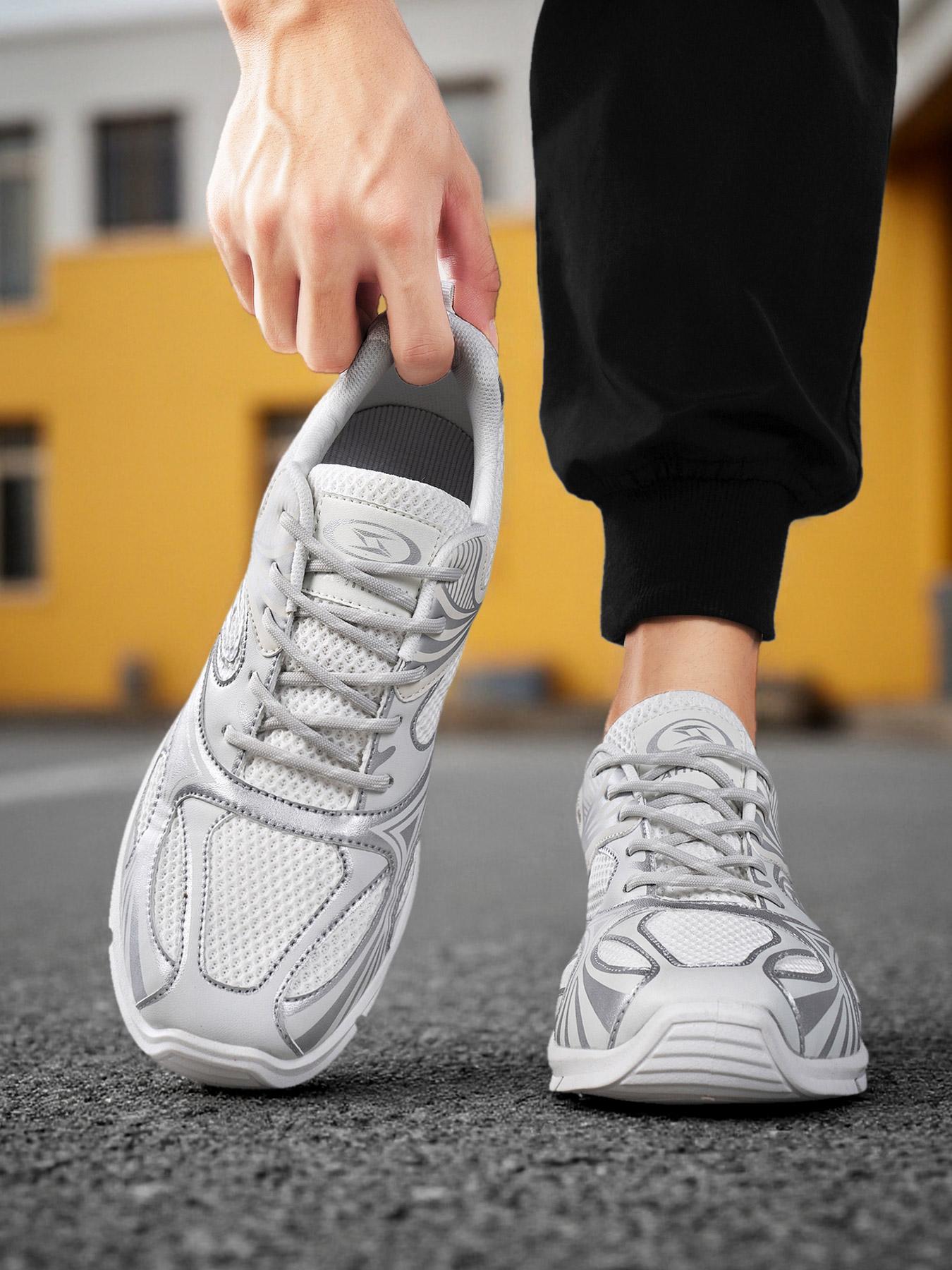 Men's Retro Streamline Outdoor Running Shoes Leather Mesh Splicing Streamline Design Non-Slip Breathable Comfortable for Street Activities Jogging Gym City Walking