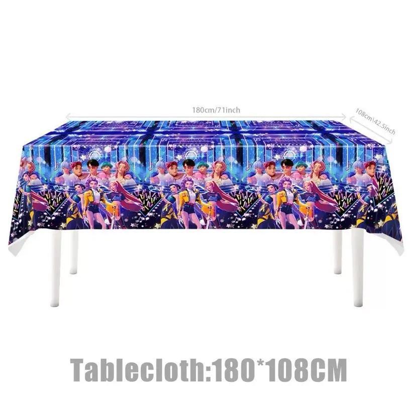 Hunter Girl Party Tablecloth, K-Pop Fan Waterproof Disposable Table Cover, Party Decorations, Birthday & Event Supplies, Perfect Gift