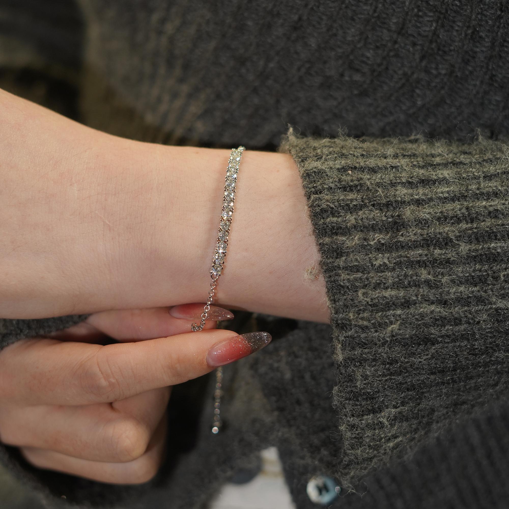 【#364 Partial Tennis】1.3CT Partial Tennis Synthetic Moissanite Slider Bracelet in 925 Sterling Silver 【#364 Partial Tennis】1.3CT Partial Tennis Synthetic Moissanite Slider Bracelet in 925 Sterling Silver