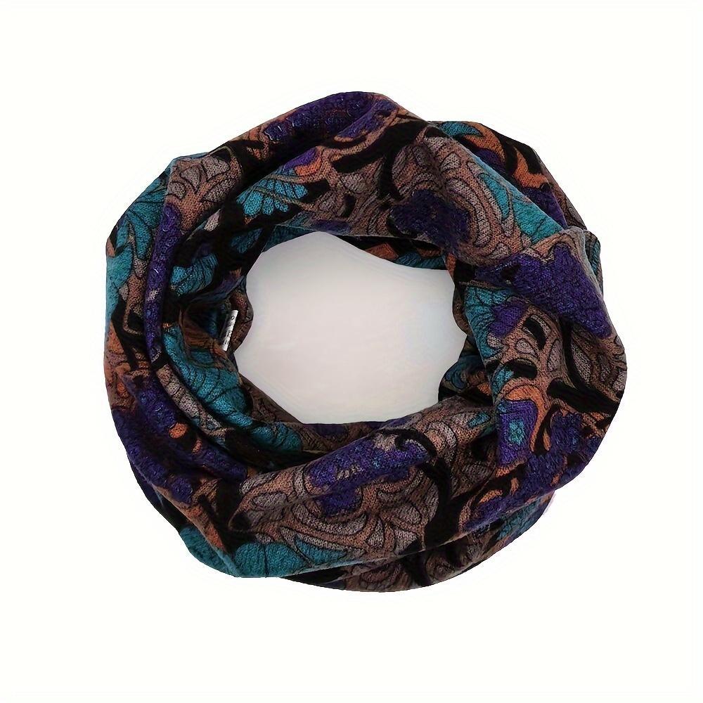 Women's 4-Piece Decorative Knit Fabric Head Covering Hats Set - Bohemian Floral Printed, Brimless, Elastic, Lightweight Multifunctional Fall Winter Warm Headscarf Neck Cover for Chemotherapy Patients