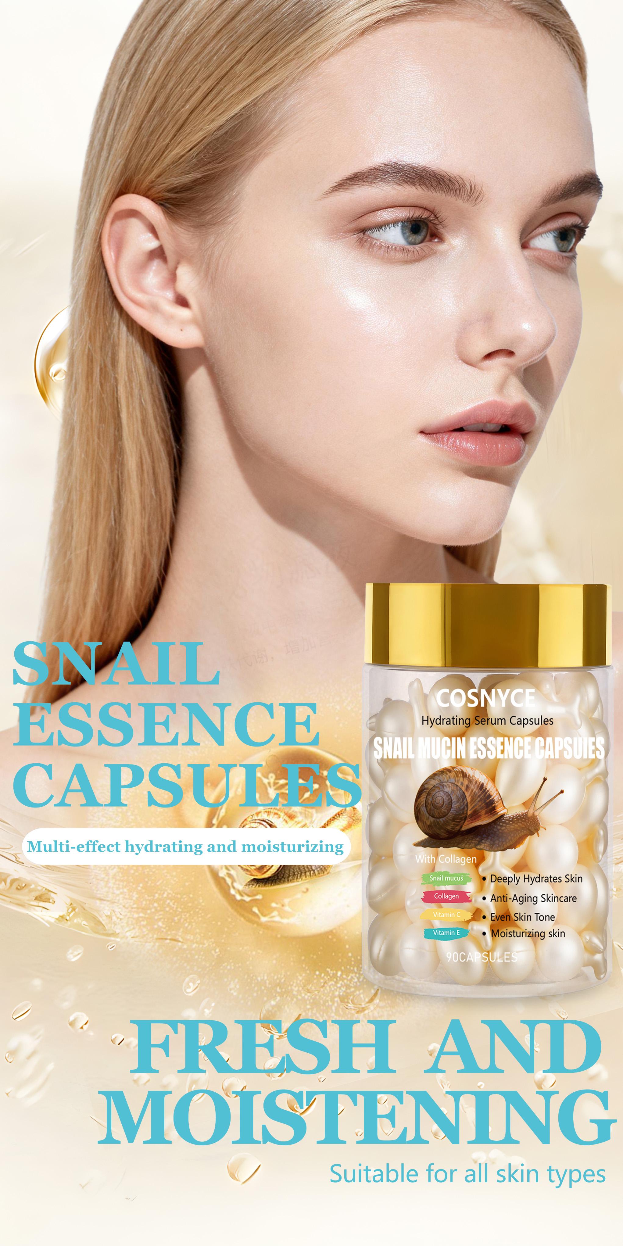 Cosnyce Snail Mucus Essence Capsules, Hyaluronic Acid Collagen Retinol, Moisturizing Skincare, Firming and Hydrating