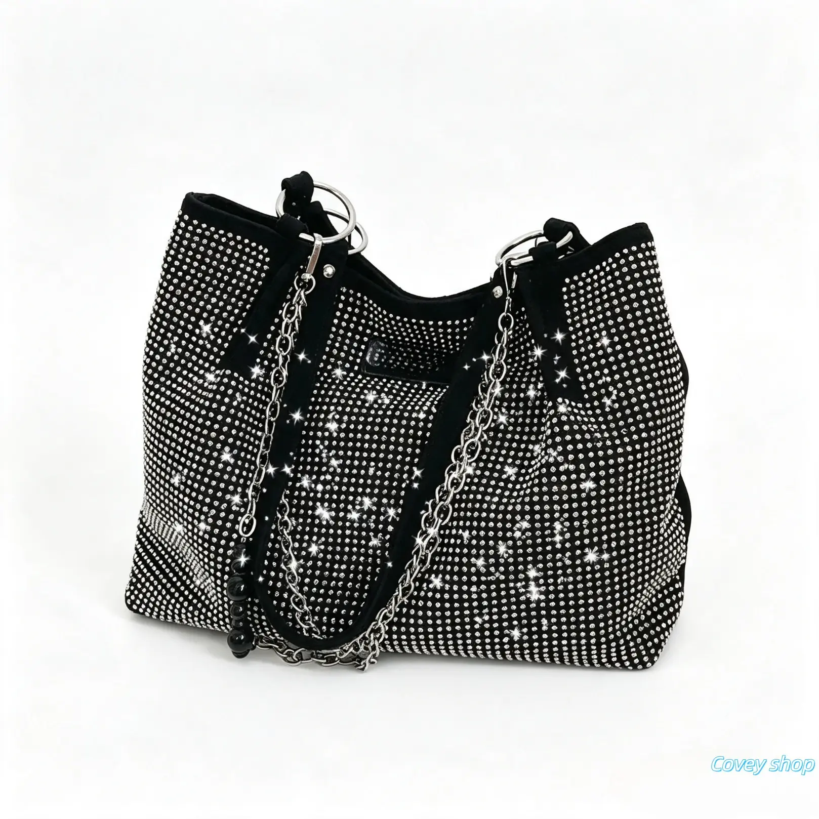 Elegant Shoulder Bag for Work & Back To School, Fashionable Chain Strap Design Large Capacity Shoulder Bag for Party, Dating, Casual Trendy Commuting Bag, Ladies Purse Tote Bag for Women, Studded Bag, Crossbody Chain Bag