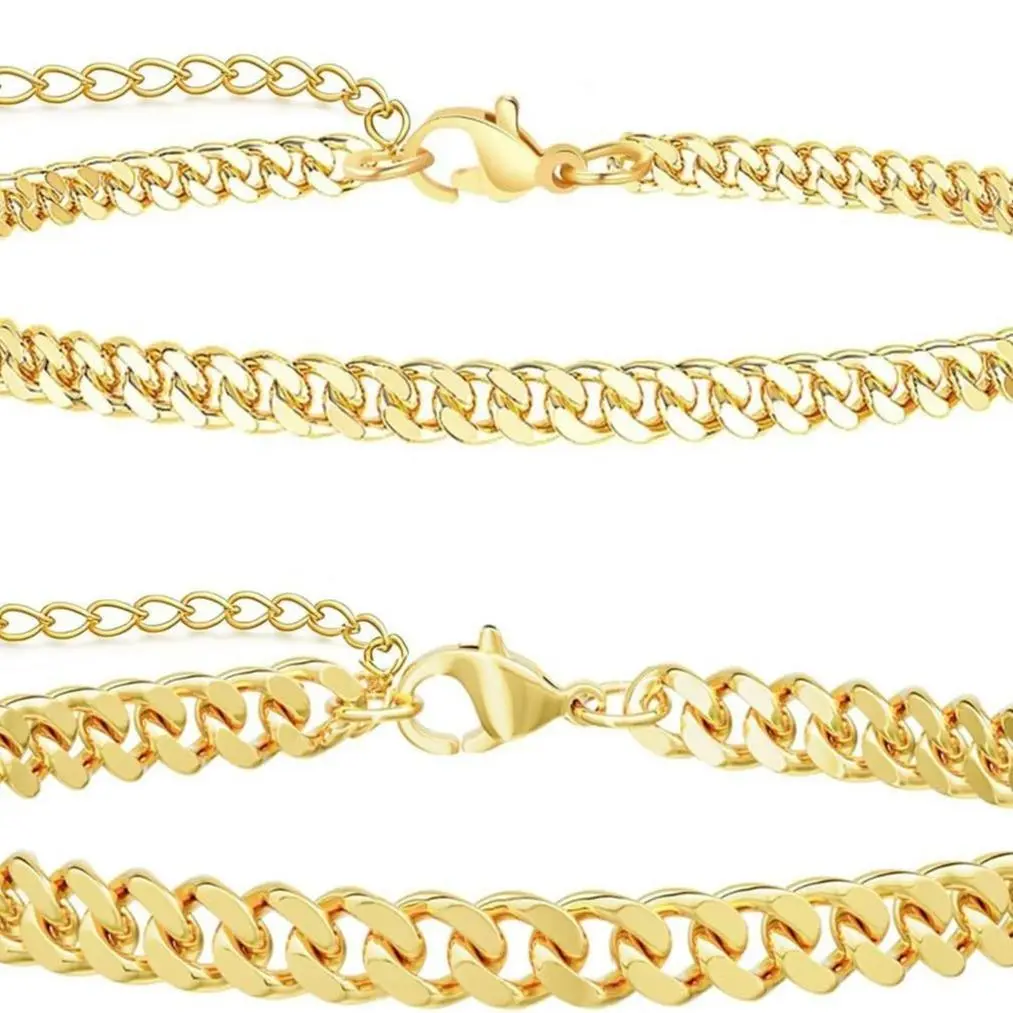 Gold Ankle Bracelets for Women Gold Cuban Link Anklet Set Minimalist Layering Foot Chains for Summer, Adjustable Daily Wear Anklets