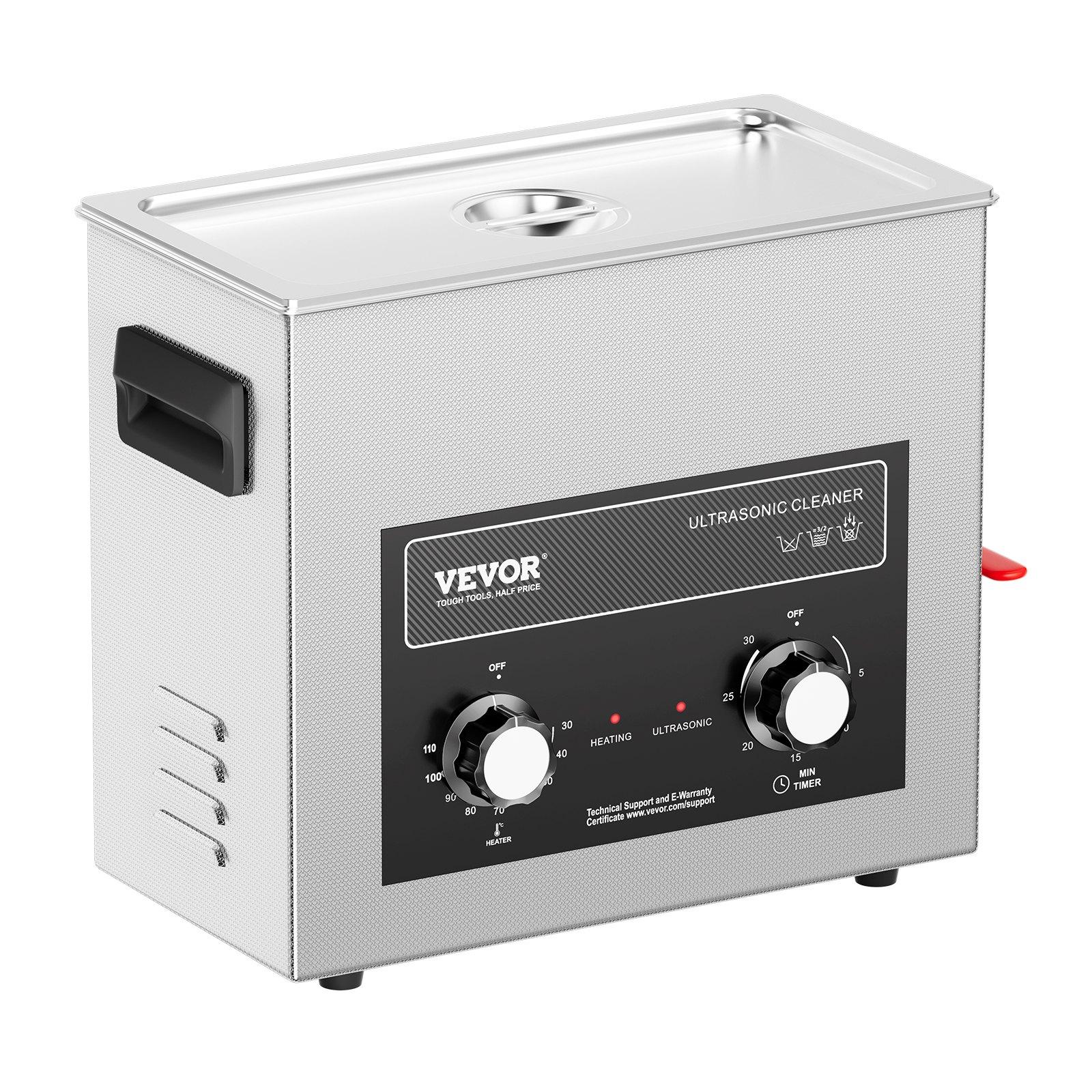 VEVOR 6L Ultrasonic Cleaner with Heater Timer Basket, Professional Digital Sonic Cavitation Machine, 180W Cleaning Machine for Watch Instruments, Glasses, Coin, Metal Parts, Tool