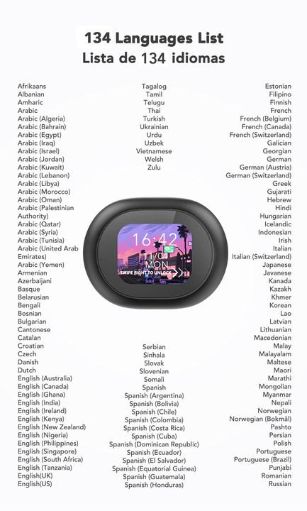 MINISO MS188 Translatable Smart Headphones, LCD Wireless Bluetooth Earphones With 134 Languages,OWS Open Ear Headsets with Mic Charging Box Earbuds Christmas gifts