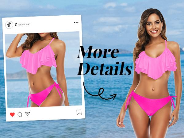 Tempt Me Two Piece Flounce Bikini Side Tie Bottom Padded Ruffled Top Swimsuit for Women Sexy Triangle Bathing Suit Tempt Me Two Piece Flounce Bikini Side Tie Bottom Padded Ruffled Top Swimsuit for Women Sexy Triangle Bathing Suit