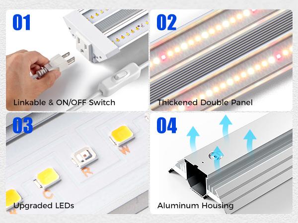 Barrina TX72 Grow Light, 4FT, 72W, High PPFD, Full Spectrum with 660nm Red LEDs, Linkable, Hanging Grow Lights for Seedling, Veg, Greenhouse, 1 Pack
