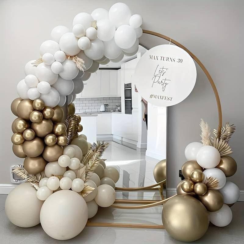 Boho Nude Beige Balloon Arch Kit - Neutral Bohemian DIY Easy Setup Garland Set for Wedding, Bridal Shower Photo Backdrop, Elegant Party Supplies