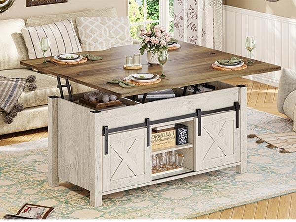 Product Introduction of SEDETA Lift Top Coffee Table, 4 in 1 Multi-Function Convertible Coffee Tables with Storage and Hidden Compartment, Farmhouse Coffee Table Converts to Dining Table for Living Room 12