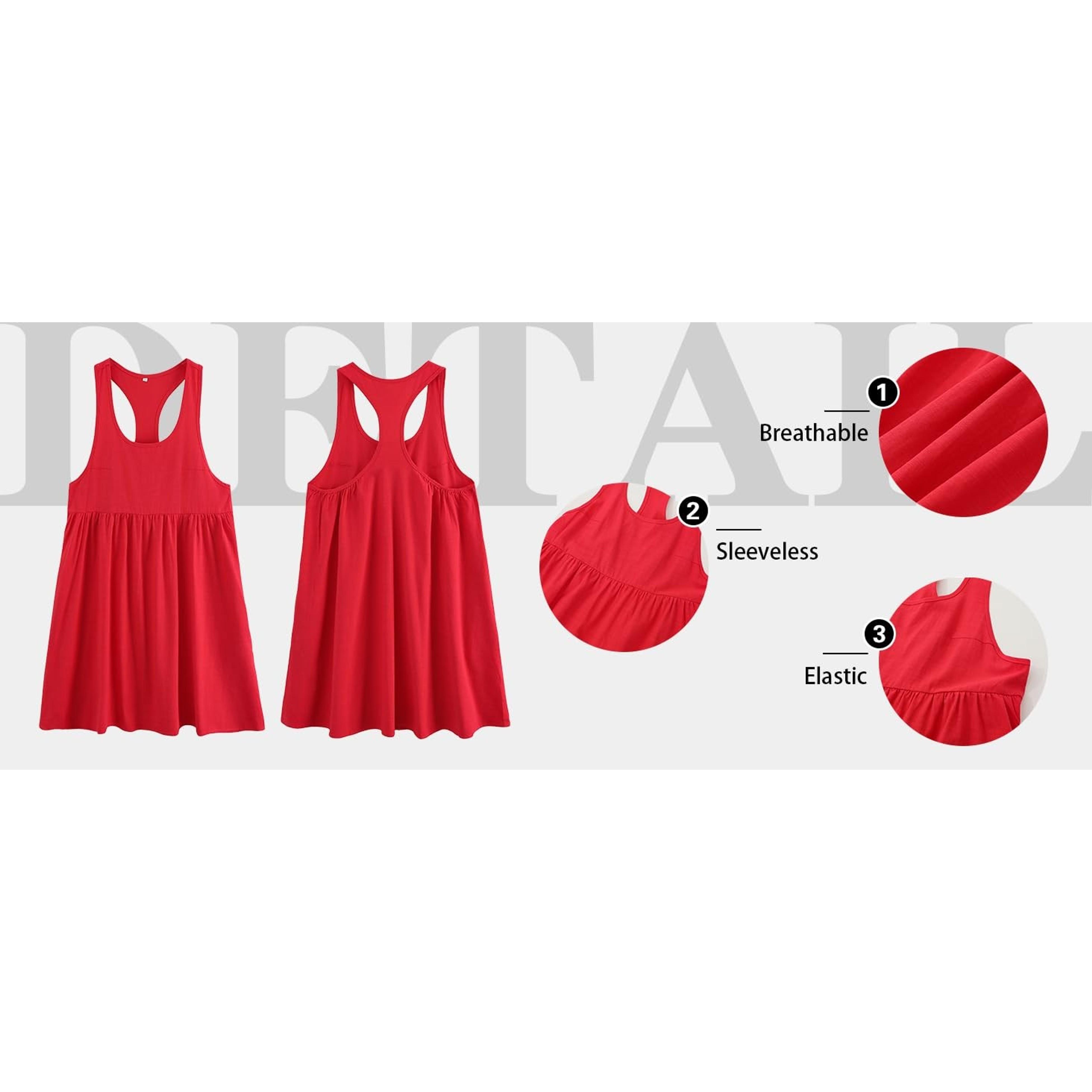 Womens Sleeveless Square Neck Linen Mini Sundress Open Back Casual Babydoll Summer Dress(Gift)