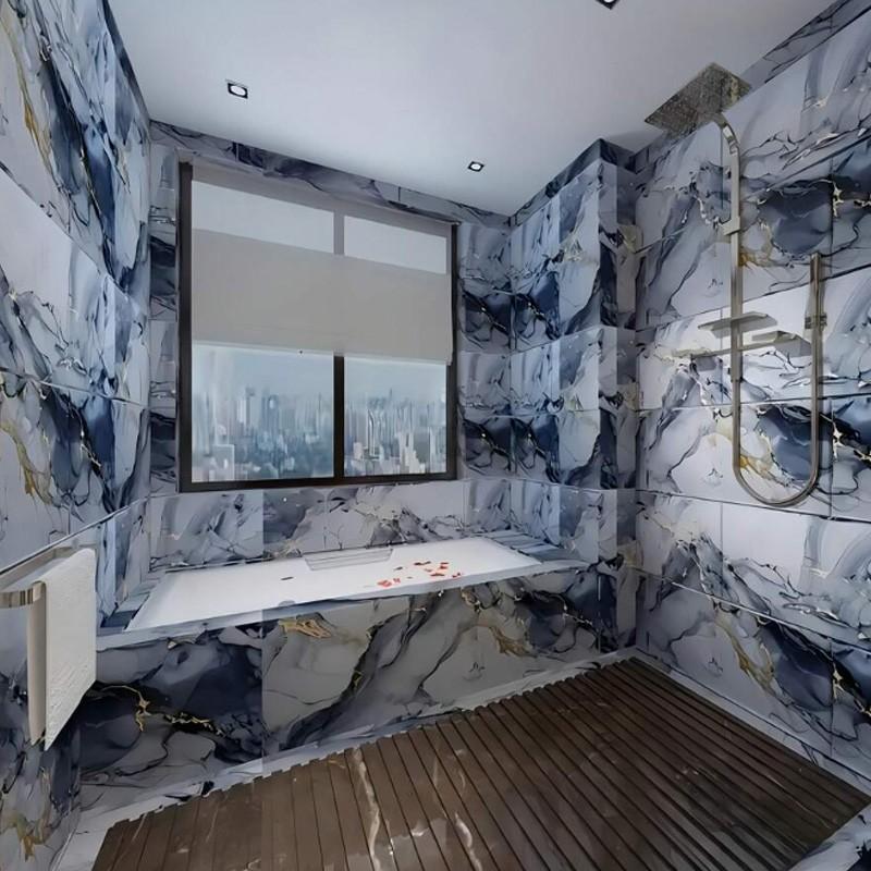 Self-Adhesive Waterproof Faux Marble Finish Marble Wall Stickers, Faux Tile Wallpaper for Renters, DIY Home Decor, Moisture Resistant, Easy Installation