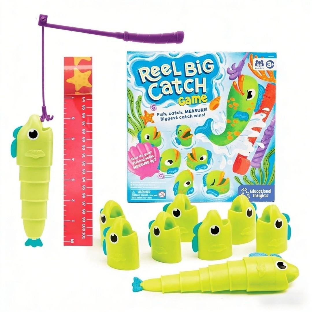 Educational Insights Reel Big Catch Fishing Game - Math Counting & Measurement STEM Toy| Fun Family Party Game| Competitive Betting Game for Friends & Couples| Catch the Longest Fish Challenge, Ages 3-99+