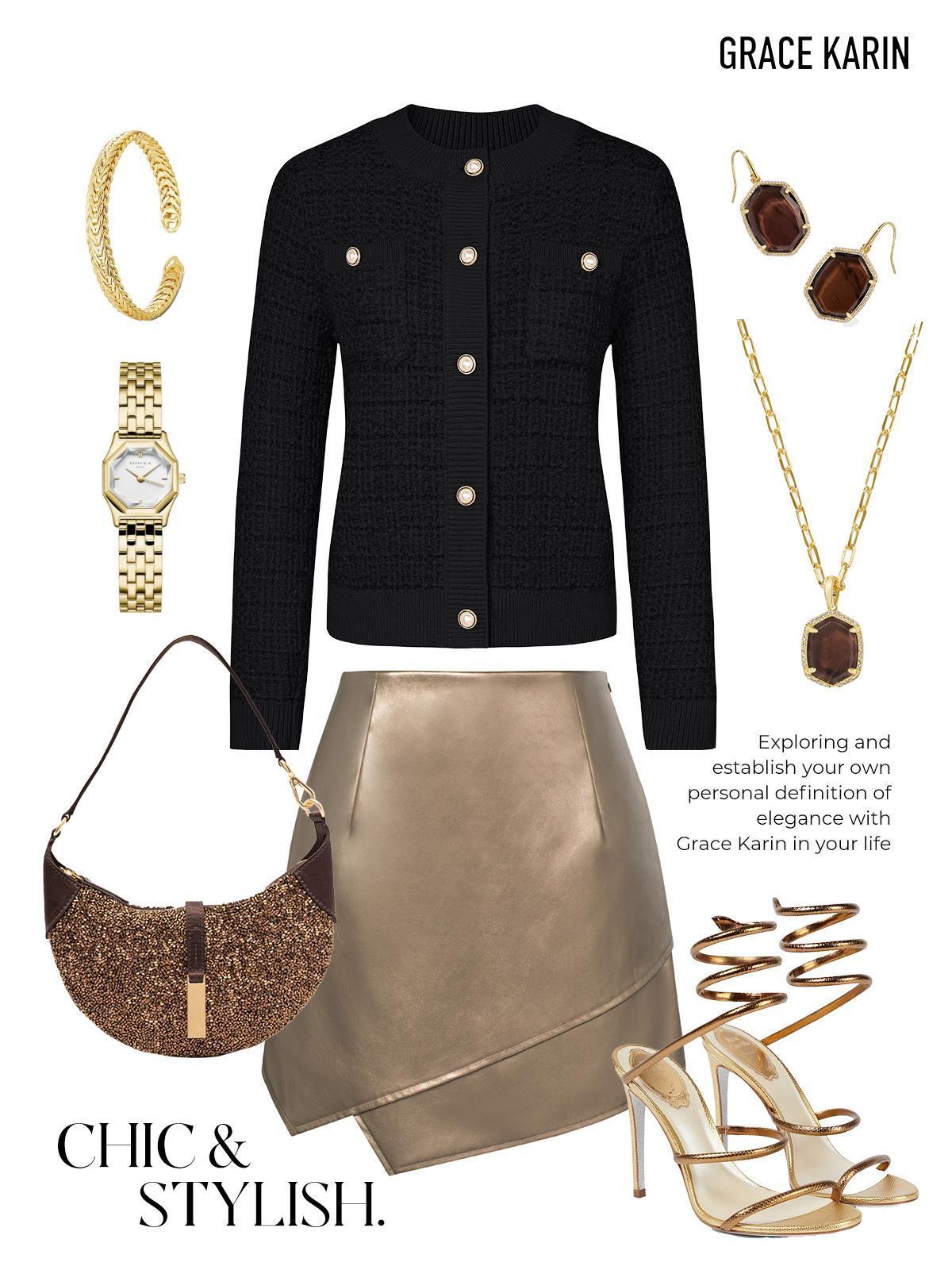 GRACE KARIN Womens Open Front Button Down Long Sleeve Texture Knit Cardigan Sweaters with Pockets