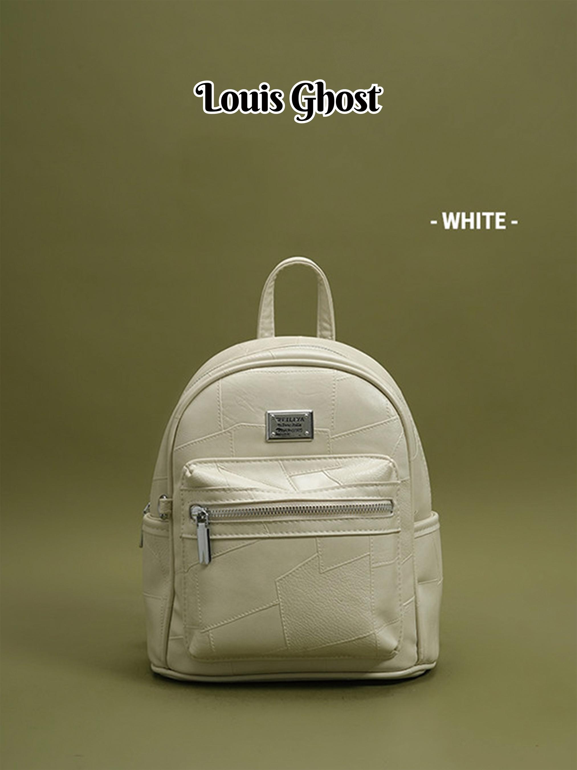 Patchwork leather mini backpack - Women's fashionable casual daily bag; Exquisite and small school schoolbag, with silver hardware and zipper pocket; Versatile soft PU leather backpack, suitable for travel, commuting and daily wear; Douyin best-selling fa