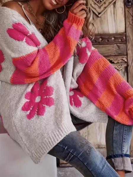 Women's Floral Jacquard Cardigan, Button Front Open-Front Sweater Coat, Casual Fashion Outerwear for Spring & Fall Seasons, Lightweight Knit Sweater