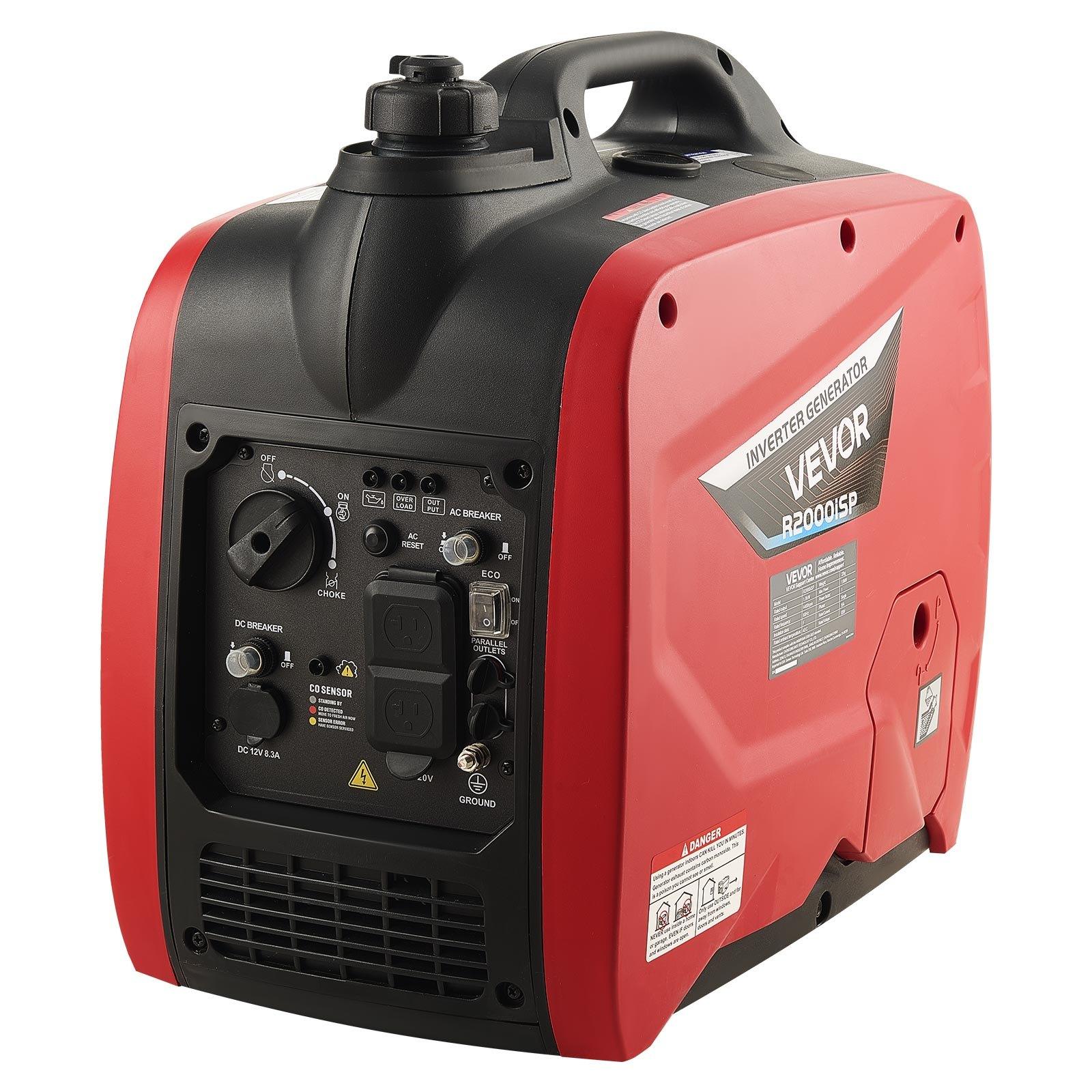 VEVOR 2900W Peak Watt Quiet Gas-Powered Inverter Generator (48.5 lbs), Compact Lightweight Construction for Camping/Emergency/Construction Use, AC Power Supply, CO Sensor, Long Run Time