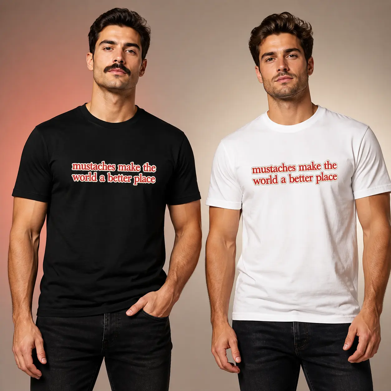 Men's Mustaches Make the World a Better Place T-Shirt, Funny Mustache Lover 100% Cotton Tee, Soft Breathable Machine Washable Crew Neck Short Sleeve Retro Casual Top,Monaco,Yacht,clothing